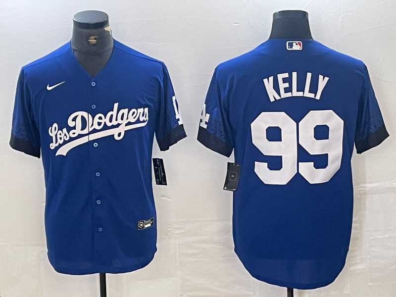 Men%27s Los Angeles Dodgers #99 Joe Kelly Blue 2021 City Connect Cool Base Stitched Jersey->los angeles dodgers->MLB Jersey